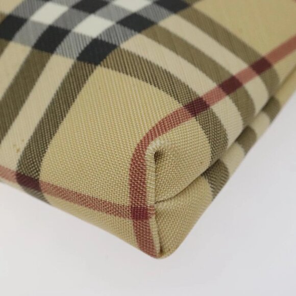 BURBERRY Nova Check Accessory Pouch PVC Beige Silver Auth 118331 - Picture 11 of 14